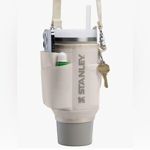 Stanley Cream Cup Holder with Strap and Pockets